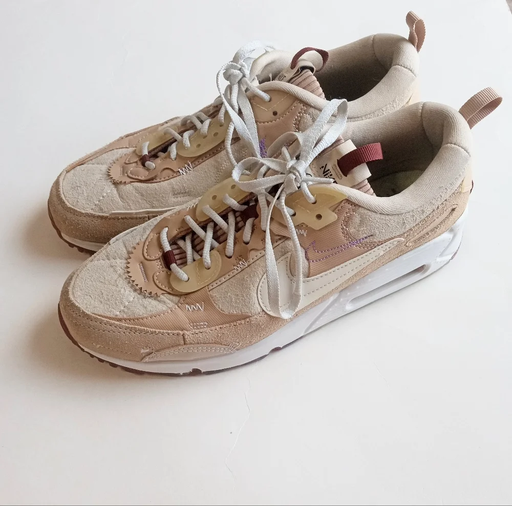 SOLDNike Air Max 90 Futura Serena Williams Sanddrift White Hemp Sneakers - Picture 2 of 11
